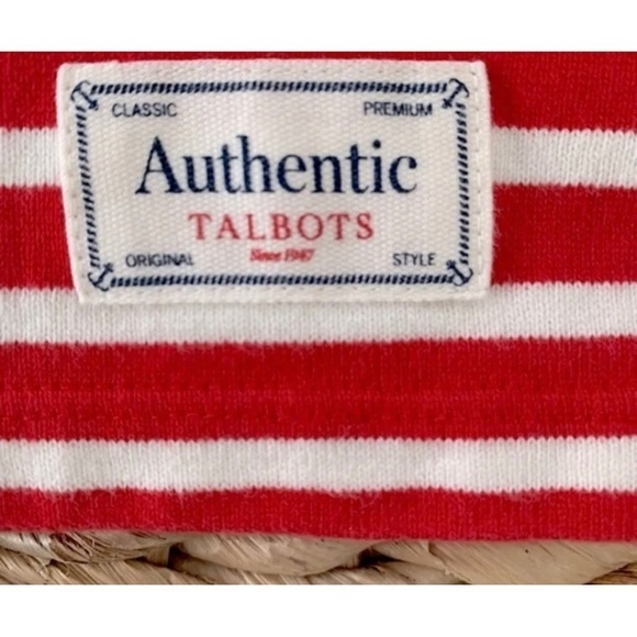 Talbots Sz P PXS Red White Stripe Sailboat Embroidered Blouse Top Nautical Women - Picture 5 of 8